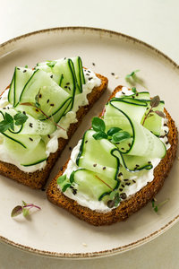 Ricotta and cucumber on toast