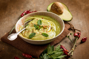 Cold creamy avocado soup