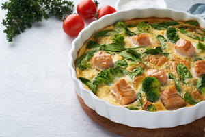 Zalm, broccoli en ricotta frittata