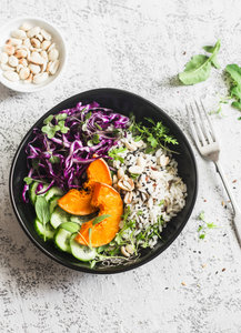 Butternut squash and red cabbage buddha bowl