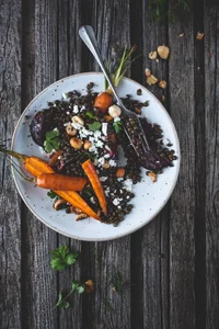 Lentil salad with roasted vegetables