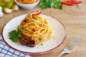 Pasta with garlic, oil and chilli pepper