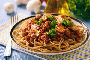 Spaghetti with mushroom bolognese