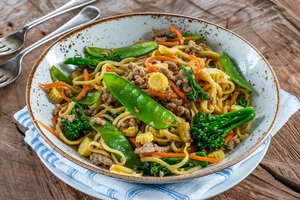 Pork noodle stir-fry