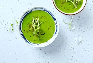 Cucumber, pea and lettuce soup