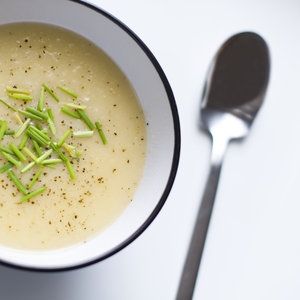 Leek soup with potatoes and celeriac