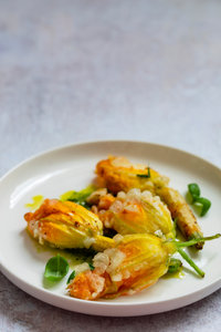 Stuffed zucchini flowers