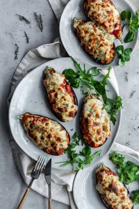 Baked stuffed eggplant alla norma