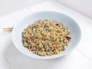 Couscous salad with broad beans