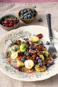 Roasted brussels sprouts salad with blueberries