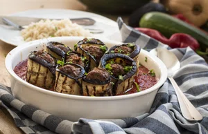 Kofta in gegrilde aubergine