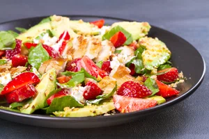 BBQ chicken salad with strawberries