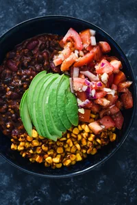 Latin-inspired quinoa poke bowl