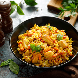 Chicken and peach pilaf