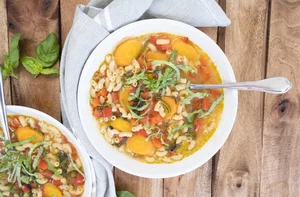 Quick minestrone with fresh basil