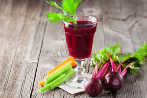 Carrot, beetroot and apple juice