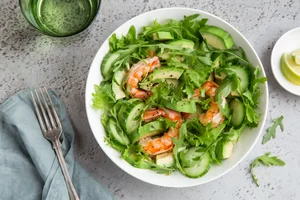 Prawn, avocado and cucumber salad