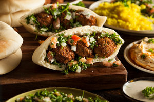 Pita with falafel and feta