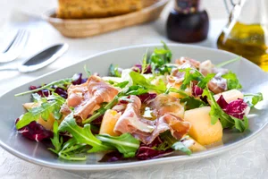 Melon, prosciutto and rocket salad