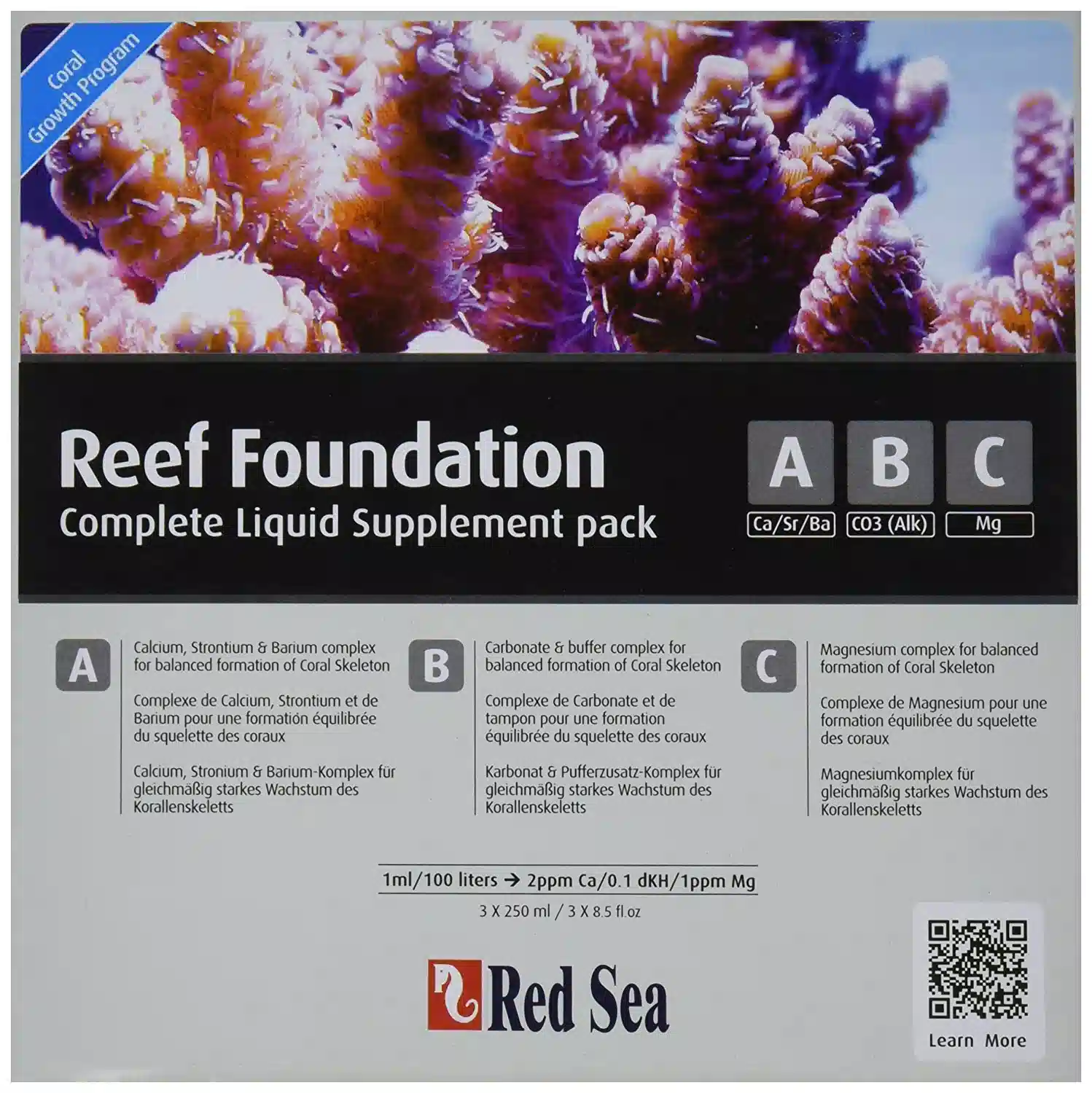 Red Sea Reef Foundation ABC+ Liquid Supplement - 250 ml - 3 pk