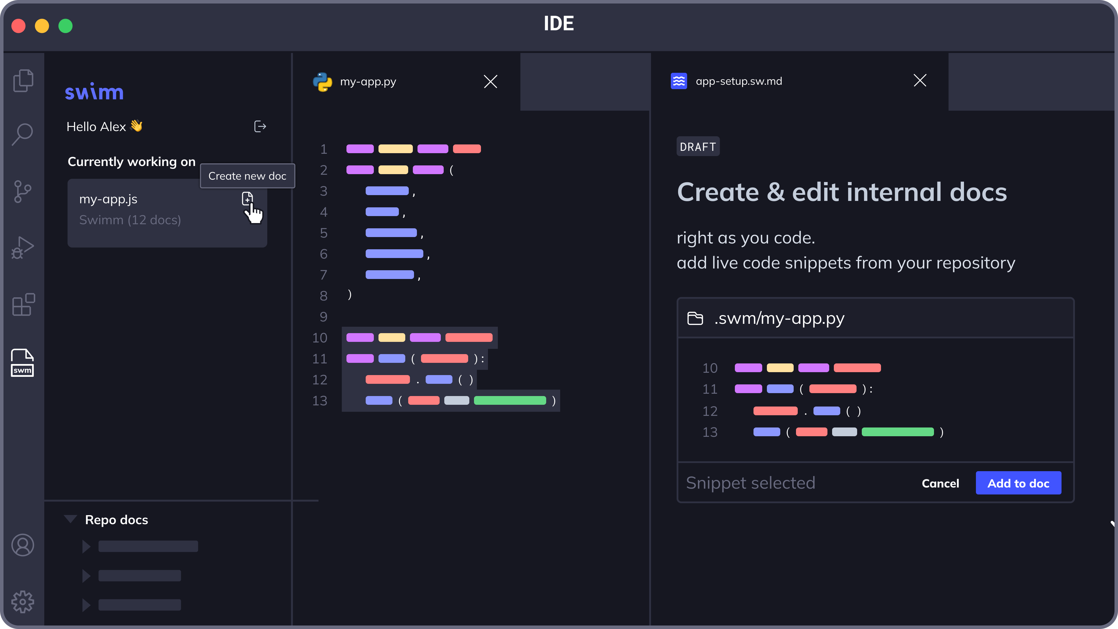 Create internal documentation with Swimm