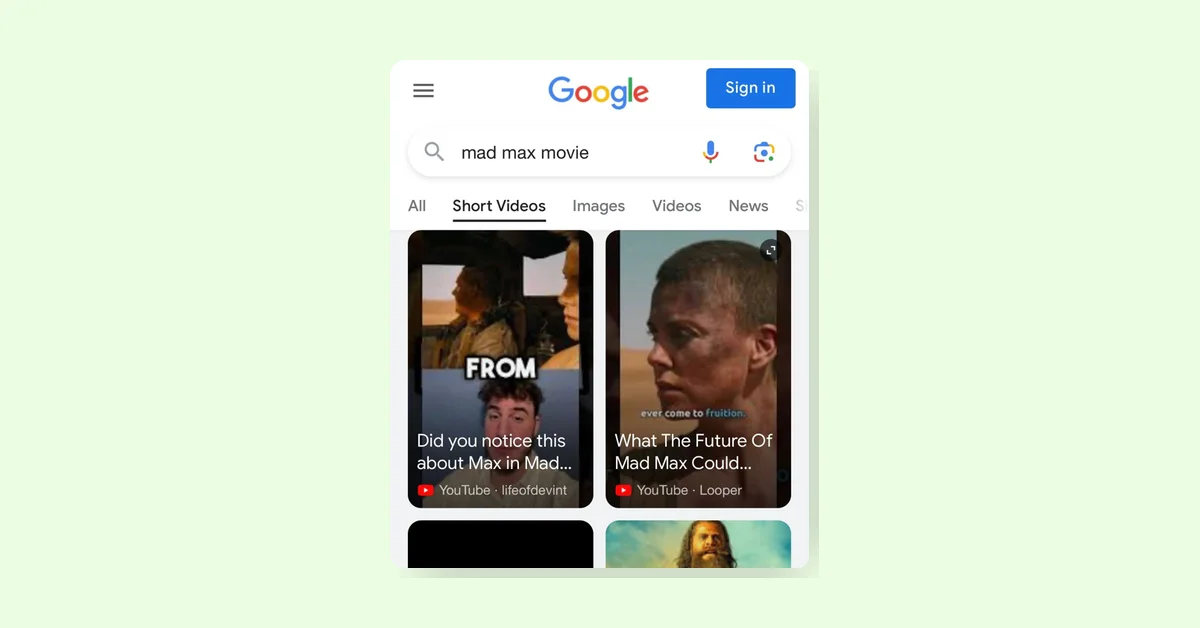 Google's 'Short Videos' Tab Returns with TikTok, YouTube Shorts, Instagram Content