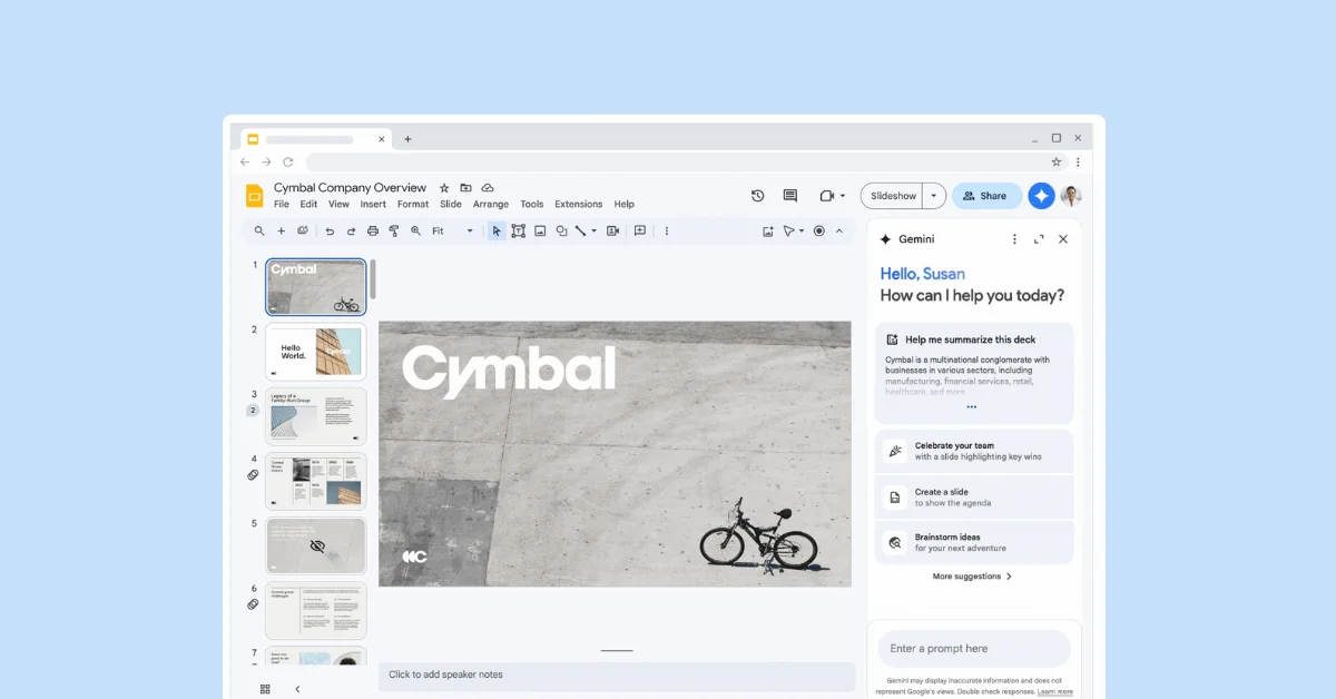 Gemini now available in Google Slides side panel in seven new languages