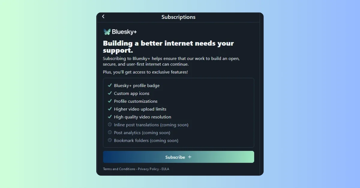 Bluesky reveals mockup for upcoming subscription service Bluesky+