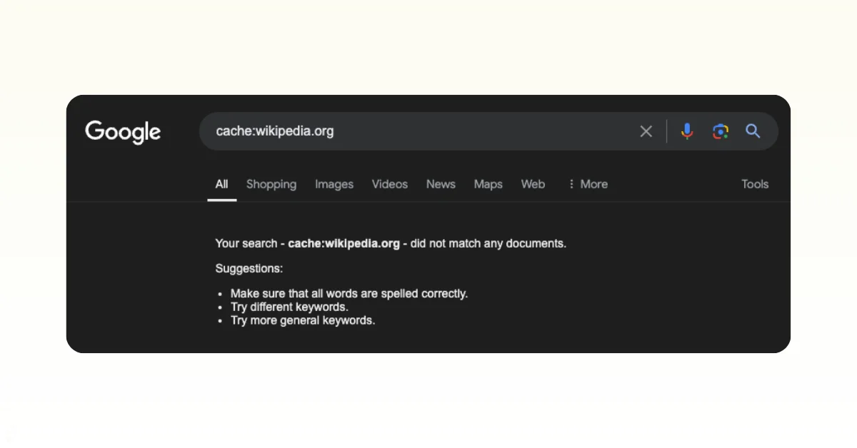 Google Removes Cache Operator From Search