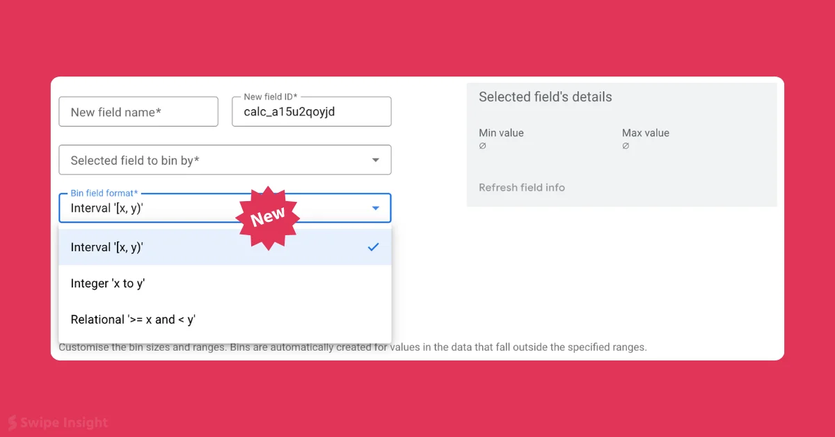 Looker Studio Enhances Bin Calculated Field Type with New Formatting Options