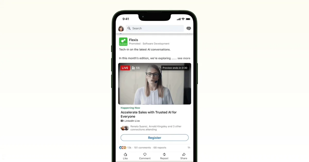 LinkedIn Unveils Live Event Ads and Accelerate Campaigns for B2B Marketing
