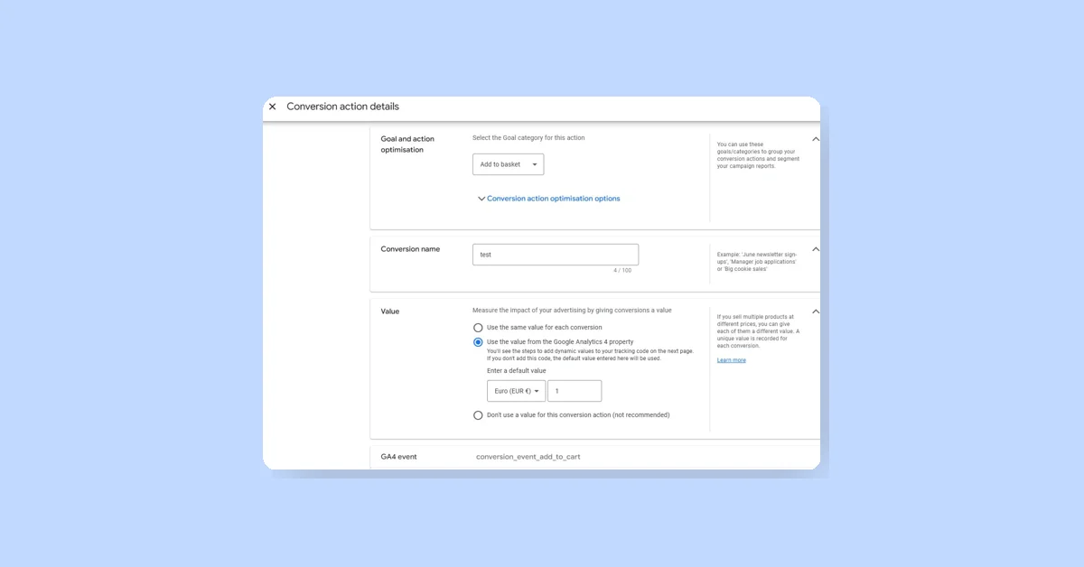 Google Ads now defaults conversion values to use Google Analytics 4 data