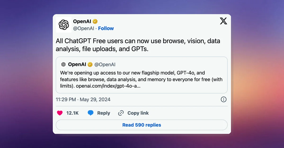 ChatGPT Free Users Gain Browse, Vision, Data Analysis, File Uploads, and GPT Access