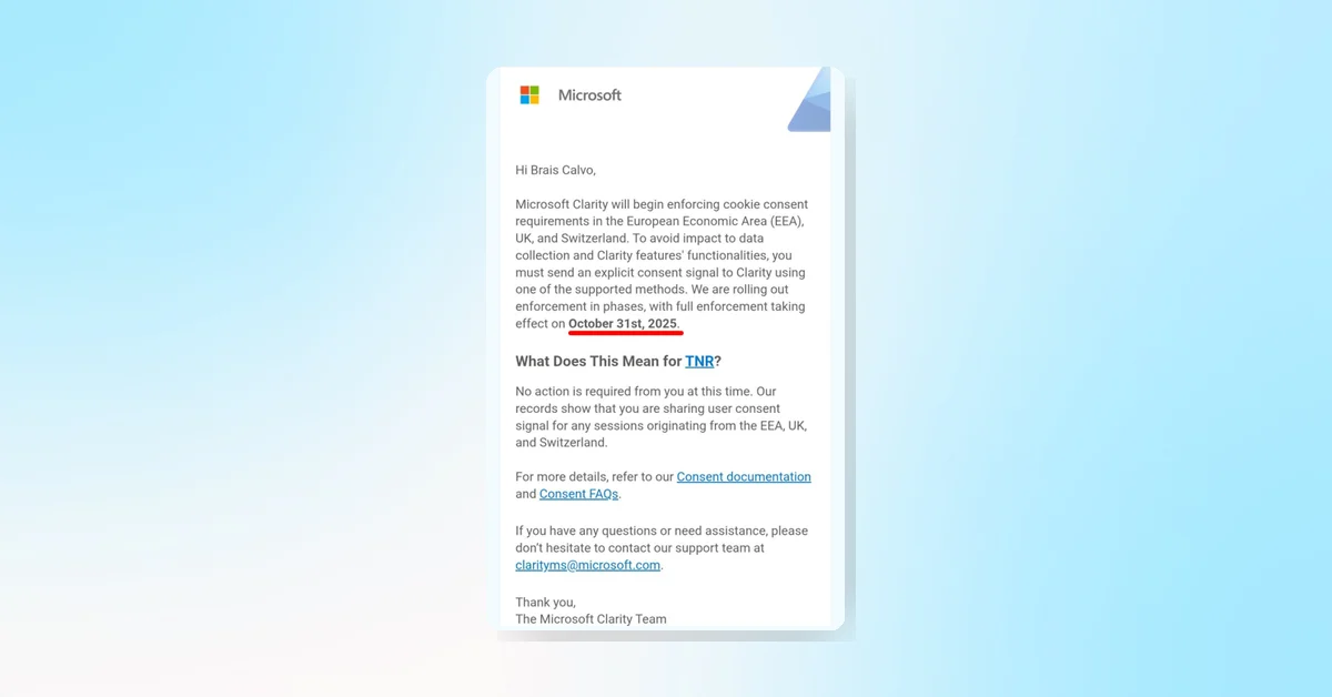 Microsoft Clarity to Require User Consent for Cookies in EEA UK and Switzerland