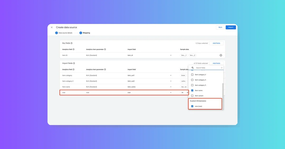 GA4 adds item-level custom dimension import for enhanced ecommerce data