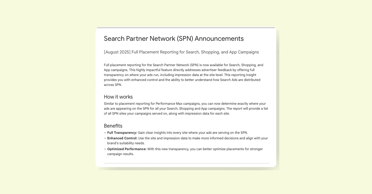 Google Ads launches full placement reporting for Search Partner Network