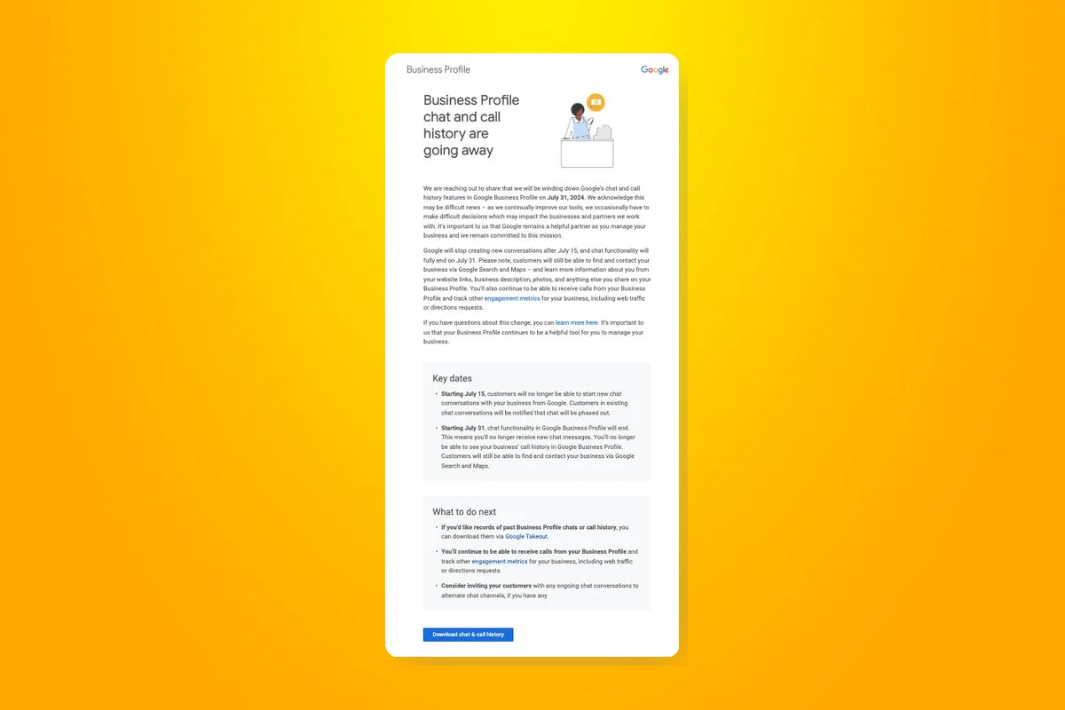 Google Discontinues Chat and Call History Features on Business Profiles
