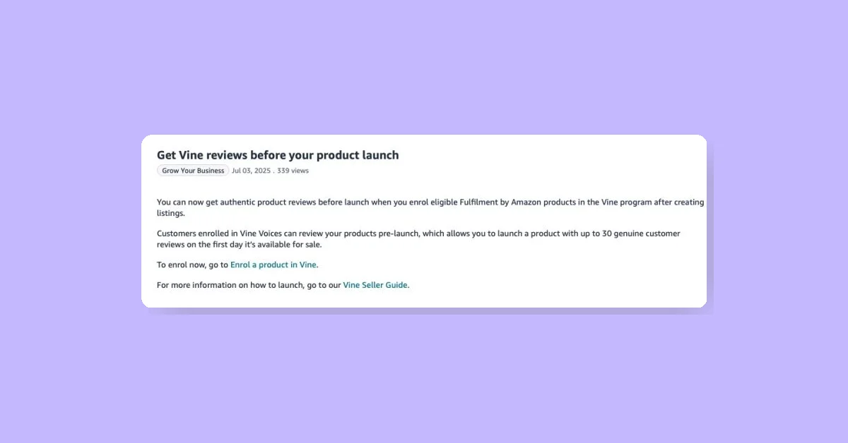 Amazon Vine lets brands launch products with up to 30 reviews