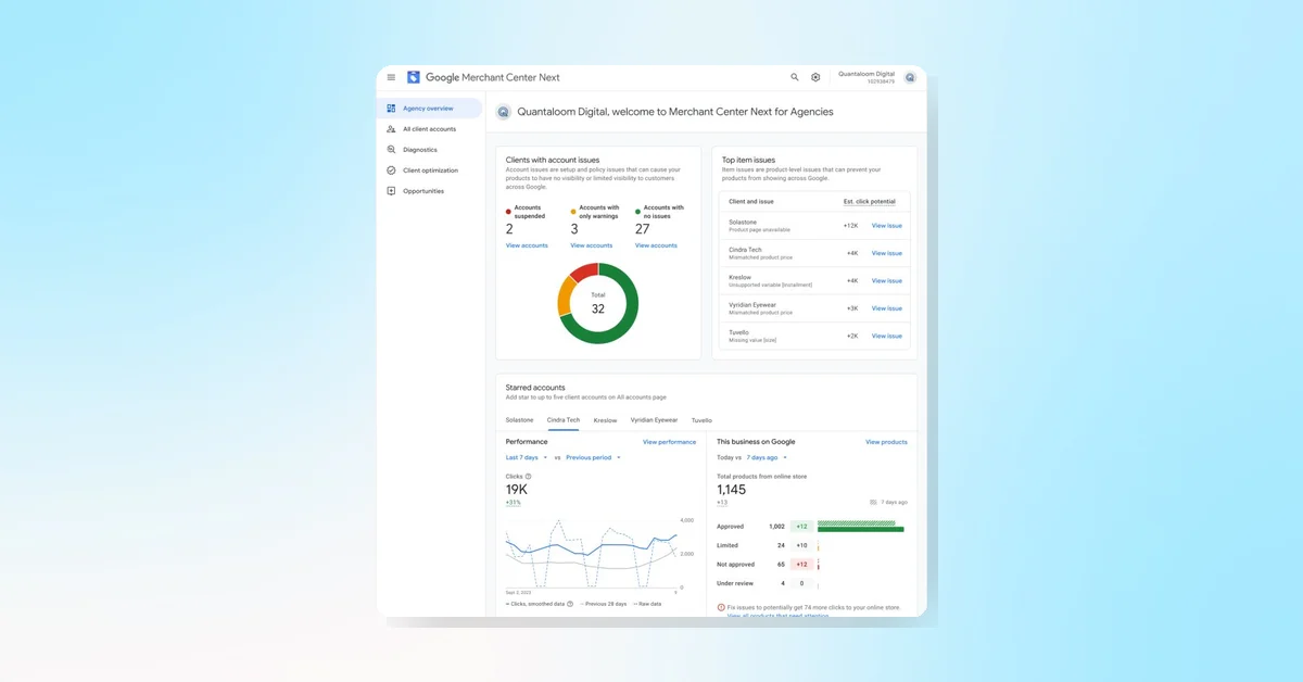 Google launches Merchant Center for Agencies to streamline client management