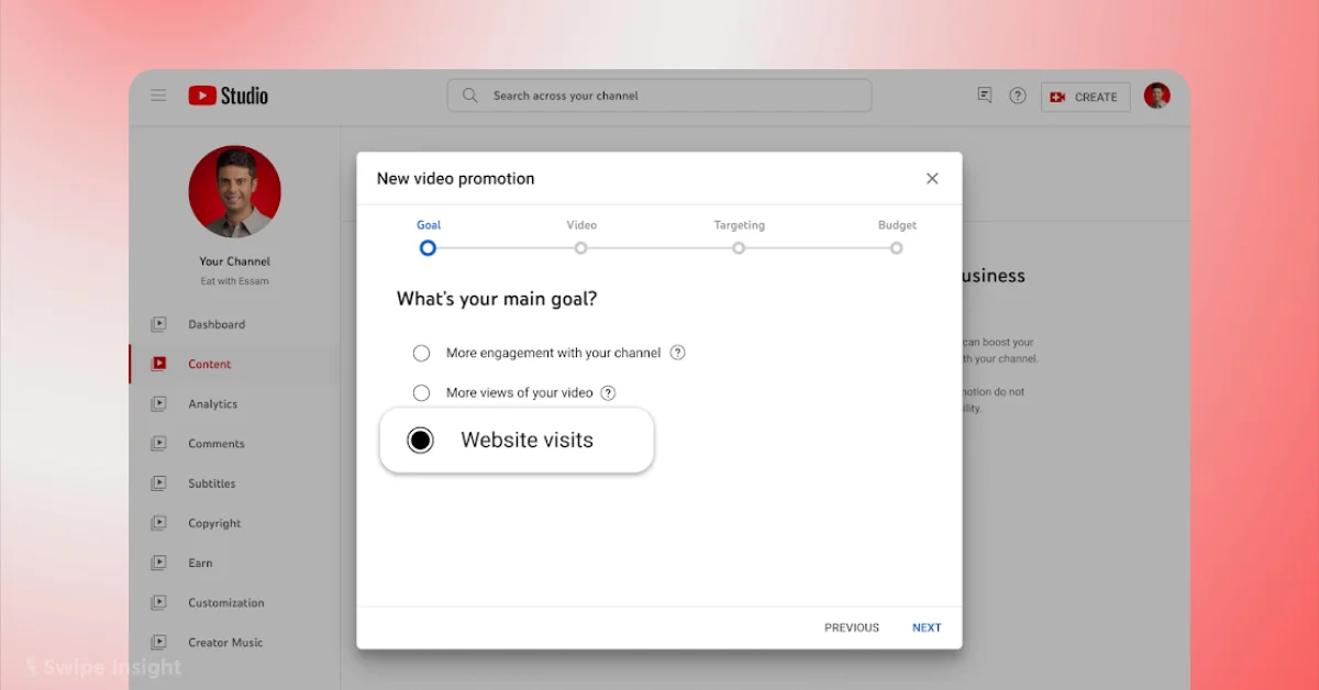 YouTube Studio Adds Website Visits Goal to Video Promotions