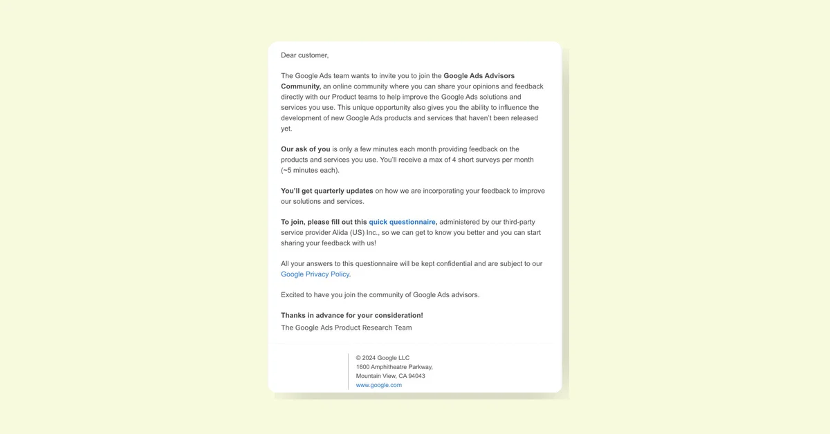 Google Ads Invites Select Customers to Join Advisors Community for Product Feedback