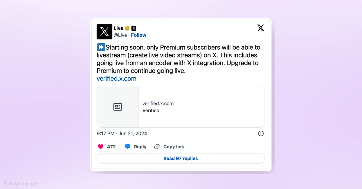 X Makes Live-Streaming Premium Only to Combat Piracy
