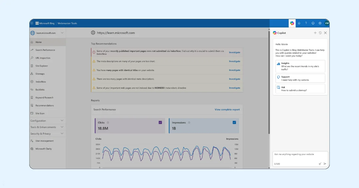  Microsoft Launches Private Preview of Copilot in Bing Webmaster Tools