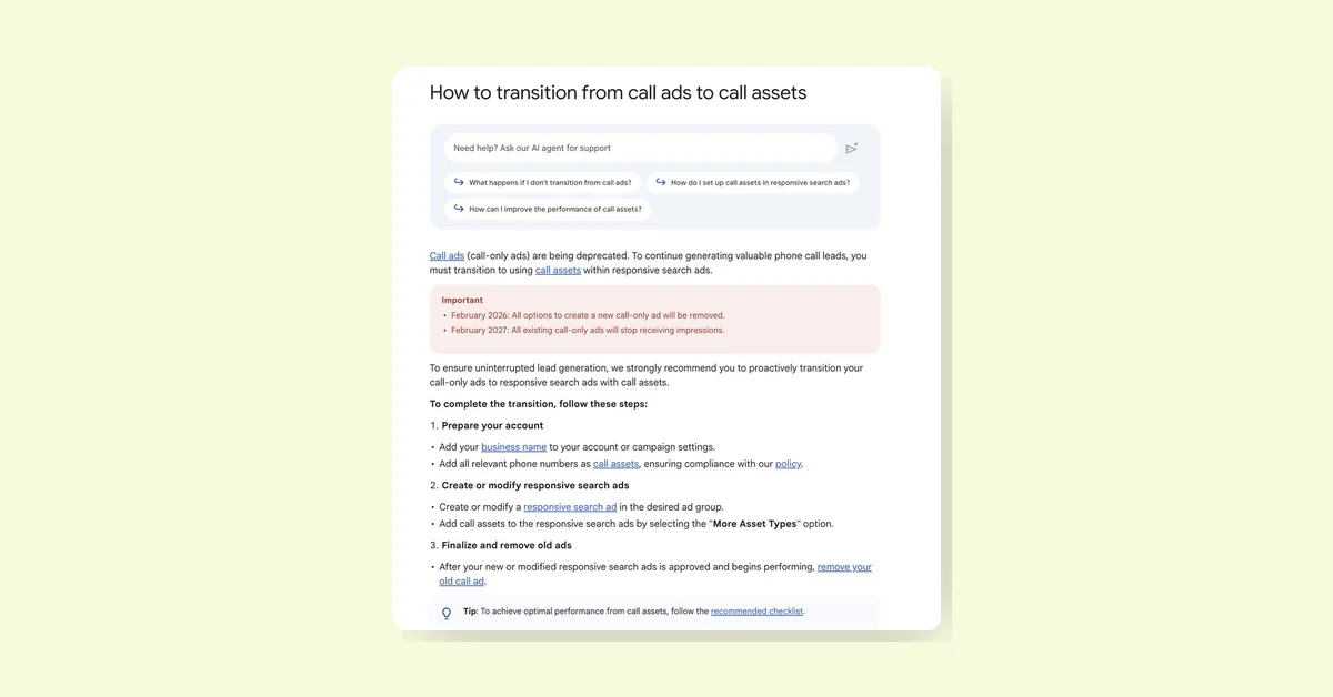 Google Ads to phase out Call-Only Ads by 2027 switch to Call Assets in RSAs