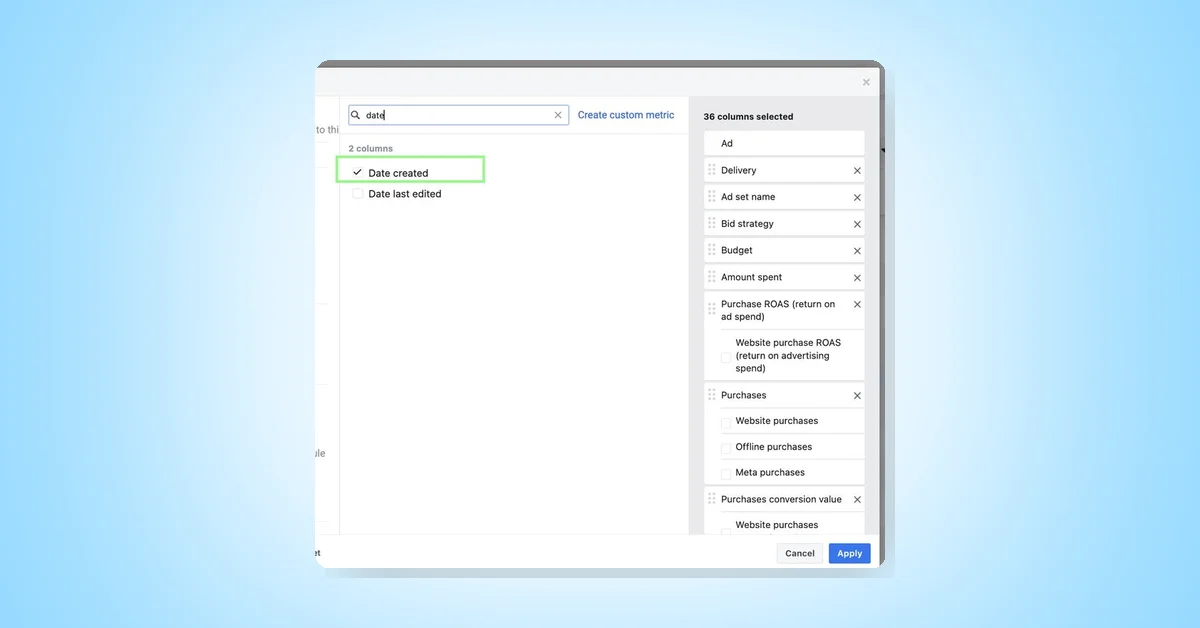 Meta Ads Tip: Easily Locate Ad Names Using Date Stamps and Customize Columns