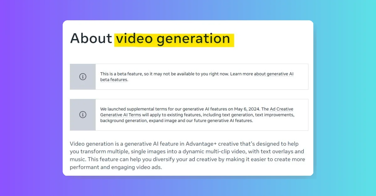 Meta launches beta of Video Generation feature for AI-powered ad videos