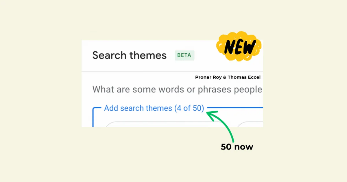 Performance Max increases search theme limit to 50 per Asset Group