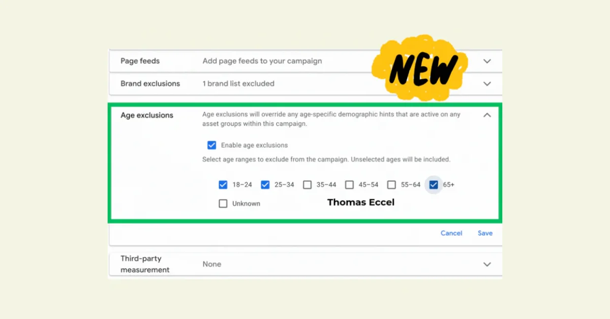 Age Exclusions feature now available in Google Ads Performance Max campaigns