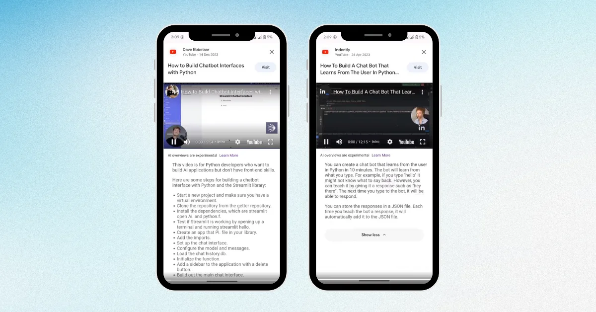 Google Tests AI Overviews Summaries for YouTube Videos in Search Results