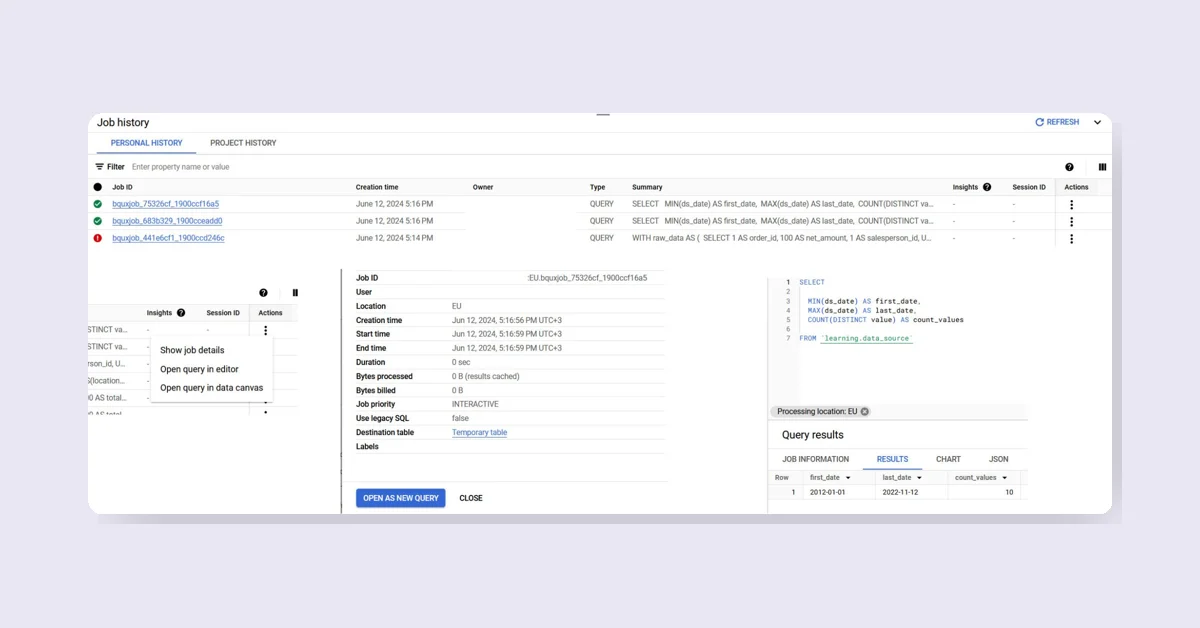 BigQuery Job History: Retrieve, Analyze, and Manage Queries Effortlessly